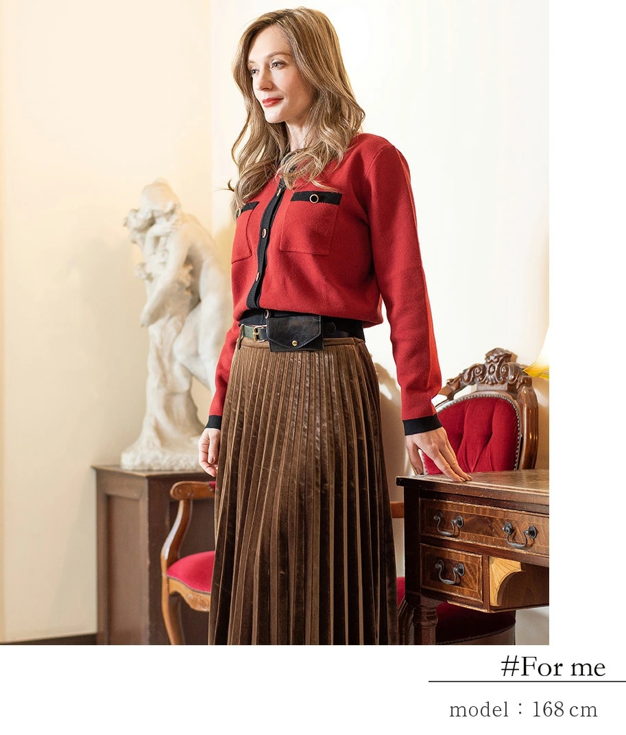 バイカラーニットカーデ